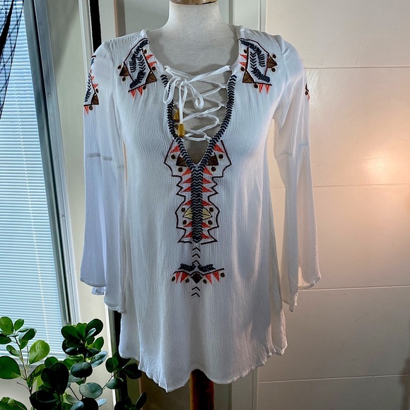 Lulus Dresses & Skirts - Lulu’s My Bell Loved Embroidered mini tunic dress